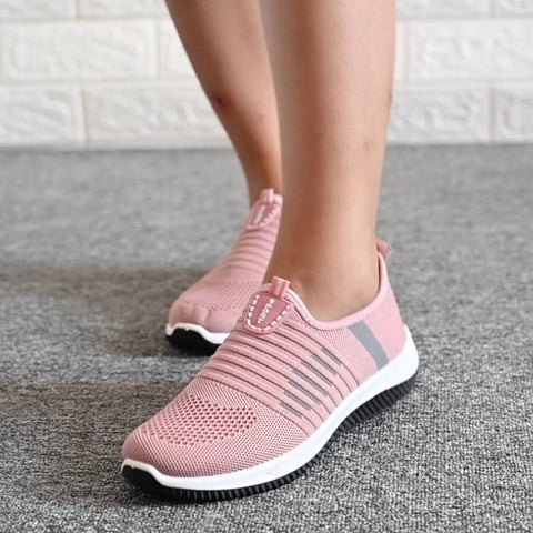 Women Flat Shoes Knit Woman Casual Slip On Vulcanized Shoes Female Mesh Soft Breathable Women's Footwear For Ladies Sneaker