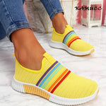 2020 New Fashion Women Sneakers Rainbow Color Handmade Mesh Vulcanize Leisure Shoes Low-top Summer Casual Ladies Shoes Girl Plus