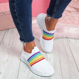 2020 New Fashion Women Sneakers Rainbow Color Handmade Mesh Vulcanize Leisure Shoes Low-top Summer Casual Ladies Shoes Girl Plus