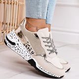 Women Sneakers Lace-Up Platform Sports Shoes for Women Breathable Ladies Sneakers Leopard Print Women's Vulcanize Shoes