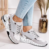 Women Sneakers Lace-Up Platform Sports Shoes for Women Breathable Ladies Sneakers Leopard Print Women's Vulcanize Shoes