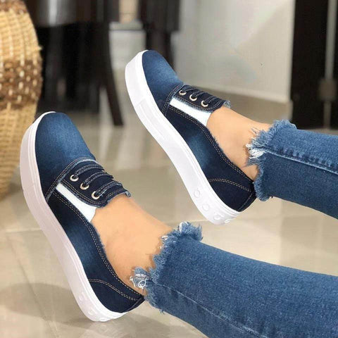 Women's Flat Shoes Fashionable Women's Casual Shoes Comfortable Denim Cnvas Shoes Lovers Casual Flat Shoes Sneakers Women