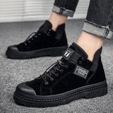 High-top Casual Leather Shoes Men Streetwear Ankle Boots Male  Wearable Motorcycle Boots Man Big Size 39-44 Sneakers Autumn 2021