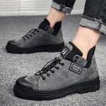 High-top Casual Leather Shoes Men Streetwear Ankle Boots Male  Wearable Motorcycle Boots Man Big Size 39-44 Sneakers Autumn 2021