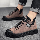 High-top Casual Leather Shoes Men Streetwear Ankle Boots Male  Wearable Motorcycle Boots Man Big Size 39-44 Sneakers Autumn 2021