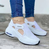 2021 Women Fashion Vulcanized Sneakers Platform Solid Color Flats Ladies Shoes Casual Breathable Wedges Ladies Walking Sneakers